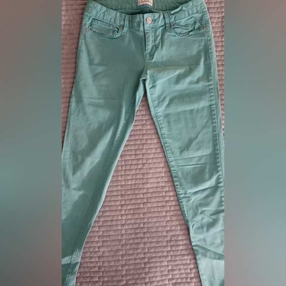Aeropostale Lola (7/8 Reg/Normal) Teal Jeggings Fake Pockets - Picture 2 of 4